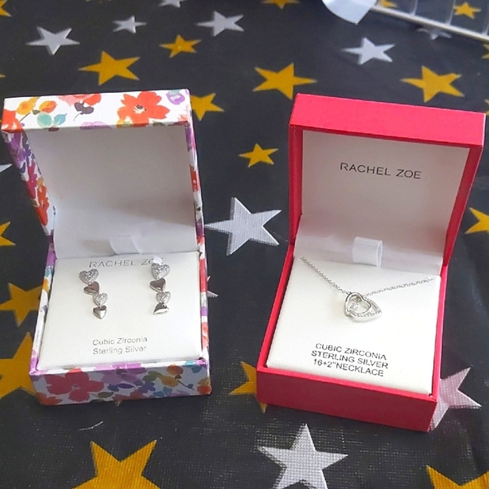 Rachel Zoe Silver Heart Jewelry Set